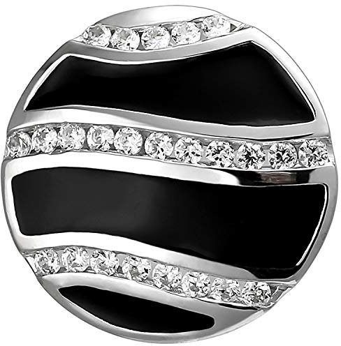 Jobo Damen Anhänger 925 Sterling Silber mit schwarzer Emaille und 24 Zirkonia