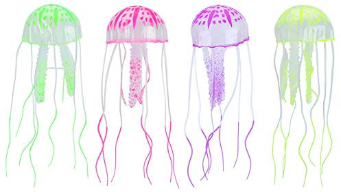 EVTSCAN 4PCS Silikon Aquarium Floating Fluorescent Simulation Künstliche Qualle Aquarium Landschaftsbau Dekoration