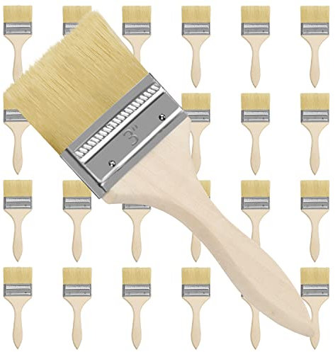 Kurtzy Paint Brushes (24 Pack) - Brush Head 76.2mm (3 inches) & Overall Brush Size 20cm (7.87 inches) - Suitable for Messy Jobs That Involve Chip Painting, Silicon, Gesso, Staining, Varnishes, Glues