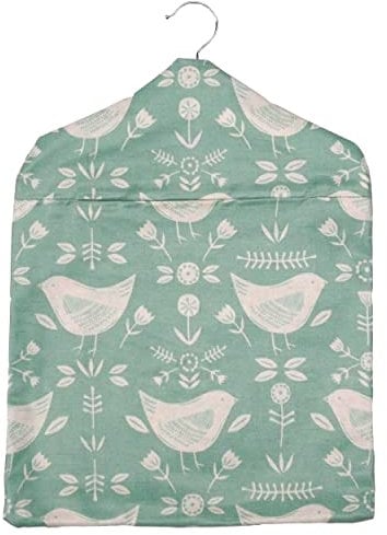 Jolee Fabrics Premium Patterned Oilcloth Peg Bags with Wooden Hanger - Water Resistant Peg Bag, Clothes Clip Storage Perfect for Any Washing Line (Narvik Duck Egg Peg Bag)
