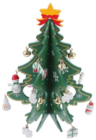 Cabilock Mini Weihnachtsbaum Holz 3D Weihnachtsbaum Ornament Für Tisch Deko Wohnzimmer Und Schlafzimmer Saisonale Weihnachtsdeko 6.3 Zoll