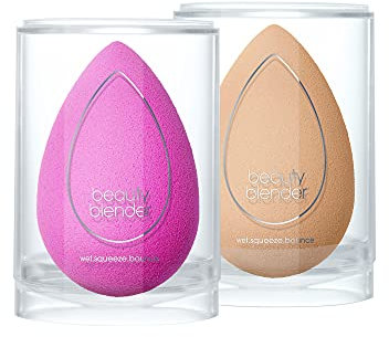 Beautyblender® | Original Pink + Nude Beauty Blender 2-Piece Bundle for Blending Foundations, Powders, and Creams, Super-Soft Foam for Streak-Free Application, Made in the USA, Reusable, Washable