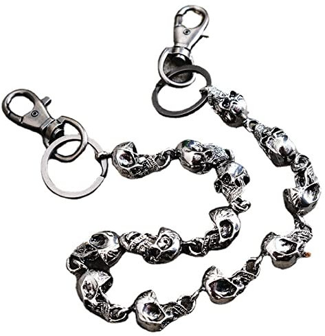 Herren-Schlüsselanhänger, 59 cm, Totenkopf, Metall, Vintage, Hip Hop, Gothic, Punk, Skelett, Hose, Jeans, Biker, Geldbörse, Schlüsselanhänger, 21, Metall, 21, Metall, 21, Metall