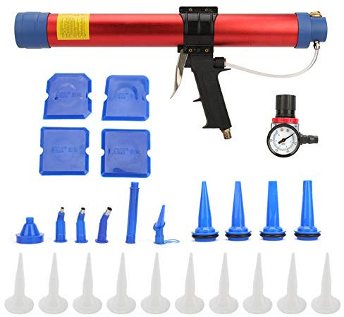 AUTO Pistola a colla pneumatica morbida, pistola a colla pneumatica con indicatore di velocità per la decorazione architettonica (600 ml) cessoria pistola mastic+pistola masticatrice