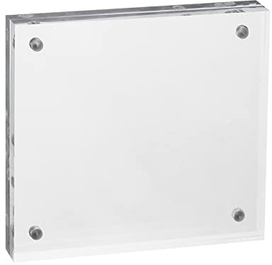 PATIKIL Floating Photo Frame, 3.9 x 3.9 Desktop Frameless Picture Frame Double Sided Acrylic Magnetic Display Frame for Family Travel Party Photo Souvenirs Artwork, Clear