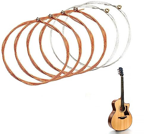 Cordes de Guitare, Cordes de Guitare Acoustique, Cordes pour Guitare Folk, Corde de Rechange en Acier pour Guitare, pour Remplacement D'accessoires de Cordes de Guitare, Jeu de 6 Cordes