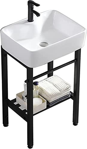 Fregaderos de cocina para el hogar, lavabo independiente, fregadero de cerámica para cocina, fregaderos de cerámica para lavandería, lavabo de porcelana rectangular con soporte de