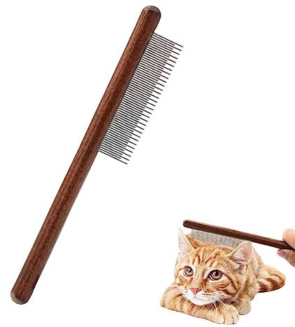 Andiker lang und kurzzahnige Katzenkamm Hundekämme aus Edelstahl mit Holzgriffen, Katzenbürste Hundebürste für Katzen und Hunde für lange und kurze Haare