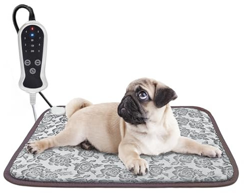 GOLOPET Cat Heating Pad 22x18 Inch, Waterproof, Smart Thermostat, Adjustable Heated Cat Bed Rose