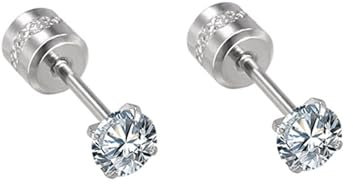 Ohrstecker Edelstahl, Ohrstecker Silber 4 mm, Rund, mit Zirkonia Ohrringe Damen 4 mm