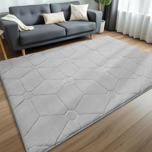 Sour Lemon Teppich Wohnzimmer 160x230cm, Teppichd Grau Waschbarer Teppich Kinderzimmer Flauschige Carpets Schlafzimmer Carpet Gegend Kurzflor Flauschig Rutschmatte Kinderzimmer Teppiche