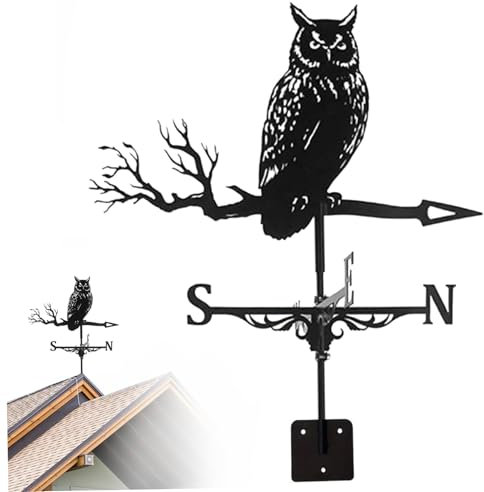 Weather Vane, Metal Weather Vanes Roof Mount, Owl Weathervanes, Weather Vane for the Garden, Yard, Sheds, Yard, Patio Decor Weather Vanes for Yard Weathervanes Wind Vane Weather Vane for the Garden