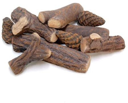 Juego decorativo de cerámica para chimeneas, reproducción de madera y piñas