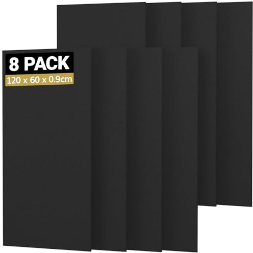 TONOR 8 Stück Akustikpaneele selbstklebend, 120x60x0.9 cm Wandpaneele selbstklebend für Schalldämmung Schallschutz, Paneele Wand für Schalldämmung und Wanddekoration, Studio, Haus, Büro, Schwarz
