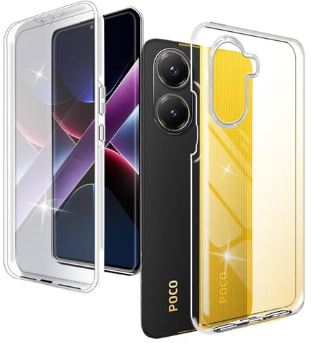 Coque pour Xiaomi Poco X7 Pro 5G Housse Antichoc Transparente Intégrale Double Face Cover avec D'écran Intégrée de Protection, Silicone TPU Gel et PC Rigide 360° Full Body Case