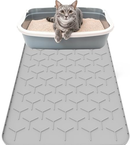 Katzenstreu Matte, 86x56cm Silikon Katzenklo Matte Groß XXL, Katzenmatte Katzenklo – Wasserfest, Rutschfest & Leicht Zu Reinigen, Katzenstreumatte Für Fressnapf & Katzentoilette, Mehrkatzenhaushalte