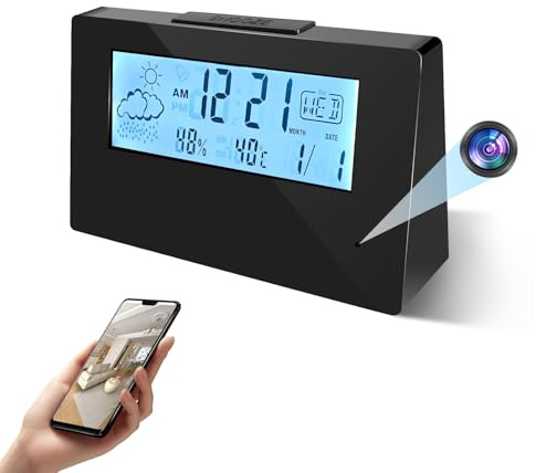Versteckte Kamera 4K UHD in der Uhr WiFi versteckte Kameras IP-Videorekorder kabellos 5 in 1 Intelligente Sicherheitskamera Nanny Cam 140° Winkel Nachtsicht/Bewegungserkennung
