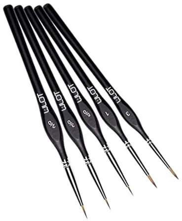Detail Paint Brush Set 5pcs Miniature Brushes for Fine Detailing & Art Painting - Acrylic, Watercolor, Oil - Miniatures Models, Airplane Kits, Nail.(golden maple series)
