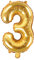 DekoHaus Folienballons Buchstaben/Zahlen Höhe 35 cm Farben: Gold oder Silber (3, Gold)