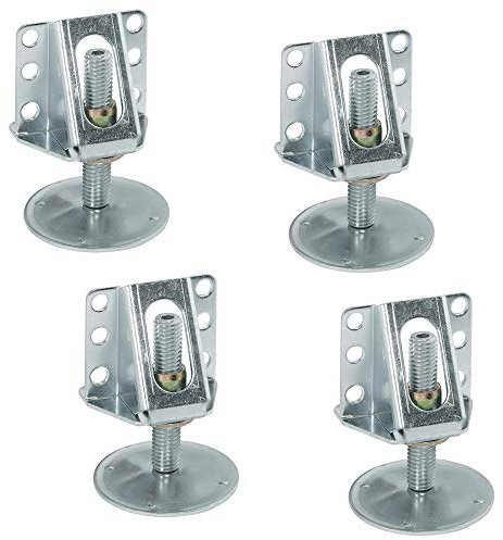 Gedotec Möbelfuss robust Sockel-Höhenversteller stabil Sockelfüße Küche mit Anschraubwinkel | Verstellschraube M12 x 65 mm | Tragkraft 200 kg | Verstellfüße Stahl verzinkt | 4 Stück - Fuß mit Winkel