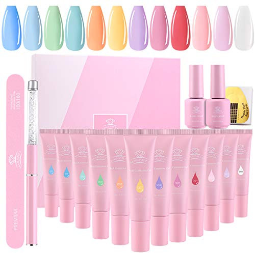 Makartt Kit di base in gel per extension per unghie, kit per manicure in gel acrilico per ricostruzione unghie, kit per manicure (kit da 12 pezzi)