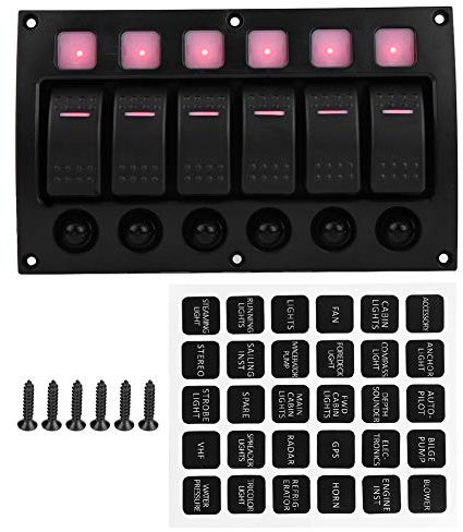 Interruttore a levetta per auto, 6P 12/24V Car Boat RV Yacht On/Off Pannello interruttori a levetta con indicatore luminoso a LED Interruttore automatico per Barca Auto Veicoli