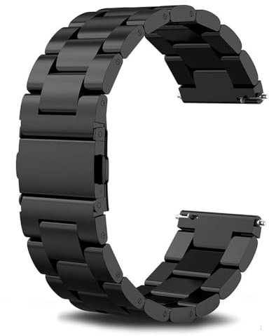 SUNDAREE Compatibile con Correa Garmin Venu 3S/Venu 2S/Vívoactive 4S/Vívoactive 3S/Vivomove 3S/Forerunner 255S Music 265S,18MM Negro Hombre Metal Acero Inoxidable Reloj Pulseras Repuesto Band