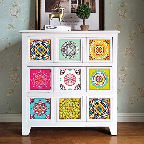 Piastrelle Adesive Mandala Colorato Piastrelle Adesive Cucina Bagno Impermeabile a Prova di Spruzzi Mattonelle Adesive Resistente al Calore Paraschizzi Cucina Adesivo Adesivi Murali 20x20cm