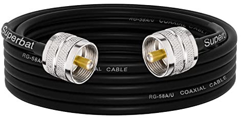Superbat Cable UHF PL259 de CB 5m Cable RG58 UHF Macho a Macho de Radio Digital 50ohm Cable Coaxial de Baja Pérdida para Radio CB Radioaficionados Analizador de Antena Medidor de SWR etc.
