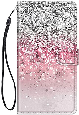 ChoosEU Cover per Huawei P30 Lite Custodia in Pelle Portafoglio Silicone Flip Case Elegante Disegni Antiurto Protettiva per Ragazze Donne Cover a Libro Magnetica con Stand - Argento Rosa