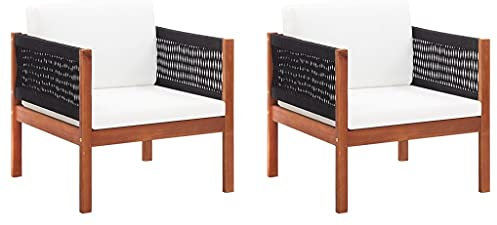 TEWTX7 Holz-Gartenstühlen 2 STK für Terrasse, und Wohnzimmer, Gartensessel, Holzstuhl, Terrassenstuhl mit Unverwechselbarem Seildesign, Akazie Massivholz, 65 x 65 x 60 cm