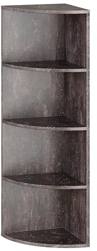 RICOO Eckregal Hängend 110 x 33 x 33 Grau Beton Optik, Spanplatte aus Holz, Hängereral WM058-BG, Regal Wand, Bücherregal Eck Wandregal Ecke Küchenregal Wandboard Eckwandregal Schweberegal