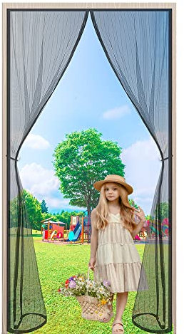 Zanzariera Magnetica 160 x 210 cm Anti Zanzare Magnetico Chiusura Automatica Prevent flying into foreign objects per Soggiorno Camera da Letto Patio Balcone - Nero A