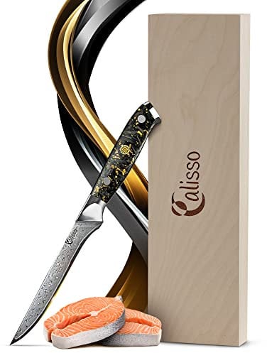 Calisso Filetiermesser 67 Lagen Damaststahl - Damastmesser, Küchenmesser, Ausbeinmesser, Messer, Filetmesser