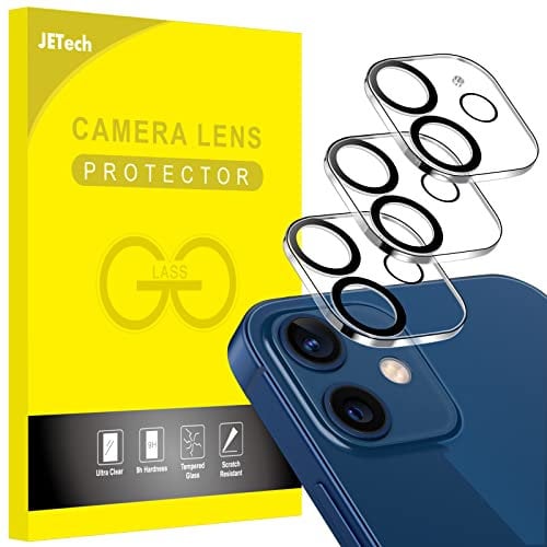JETech Protection Objectif Caméra Arrière pour iPhone 12 6,1 Pouces, Film en Verre Trempé 9H, Ultra HD, Anti-Rayures, Lot de 3
