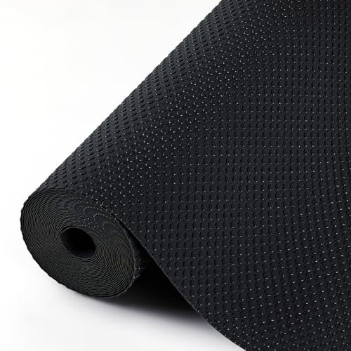 Hersvin Schubladenmatte 60cmx500cm Schubladeneinlage Eva Schrankpapier Nicht Klebende Wasserfest Unterlage Teppich für Küchenschränke Regalschrank (Schwarz Punkt)