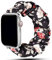 Elastico Scrunchie Cinturino per Apple Watch 49mm 45mm 44mm 42mm per Donna,Morbido Nylon Cinturino Sportivo Cinturini in Tessuto Stampato per iWatch Ultra Series 8 7 6 SE 5 4 3,Black Red Flower,L