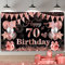 70. Geburtstag Deko Banner Schwarz Roségold, 185x110cm Extra Groß Stoff 70th Geburtstag Hintergrund Schild Poster Banner, 70. Geburtstagsfeier Dekorationen Banner für Frau Geburtstag Party Deko