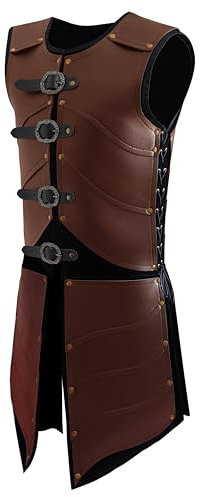 Deluxe Mittelalter Brustpanzer Wikinger Krieger Verstellbare Leder Rüstung Brustpanzer Kostüm für LARP Party Halloween Cosplay, Herren Armor Brown, Einheitsgröße