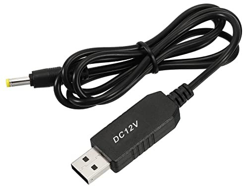 YOKIVE CC 5 V a DC 12 V USB Paso Up Voltaje Convertidor, Alimentación Cable con DC Jack 4,0mm x 1,7mm, para Enrutadores, Cámara, Coche Conducción Grabadora (Negro, 6W 1A)