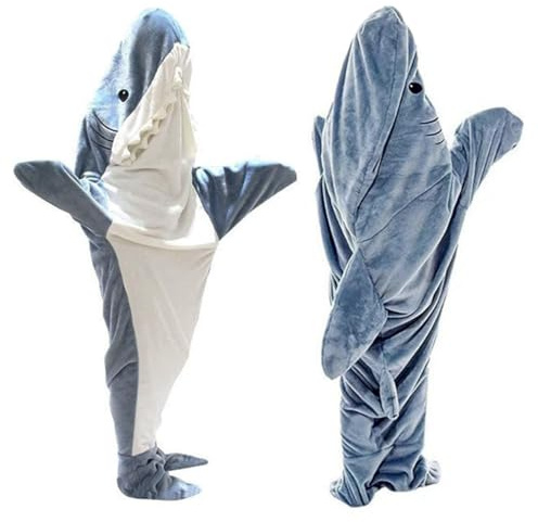 Wishstar Shark Blanket, Hai Decke, Hai Schlafsack, Hai kostüm, Haifisch Schlafsack, Haifisch Overall Flanell Für Pyjamapartys, Decke Weich Lazy, Kuscheldecke Gemütlichem, Größe XL