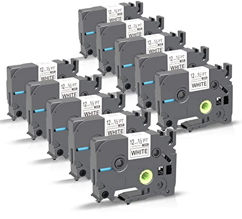 P PUTY Beschriftungsgerät Bänder als Ersatz für Brother P-touch Schriftband TZe Schriftband TZ Tape 12mm 0.47 Kompatible zum Tze 12mm Ptouch Schriftband für PT-H105 PT-P300BT PT-H107B, 10 Rollen