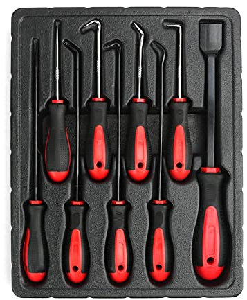 9 Pcs Hose Removal Hook Set, 9 in 1 Multi-Purpose Hose Puller Scraper Tool Auto Repair Mini Hand Hook Fitter Tool O-Ring Hook Oil Seal Puller for Radiator Hoses