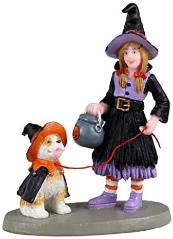 Lemax #32198 - No Chocolate for You! Dorf Zubehör Figur | Kostüm Mädchen und Hund sind draußen für Süßes oder Saures | Sammelfigur | Halloween-Dorf-Tischaufsteller