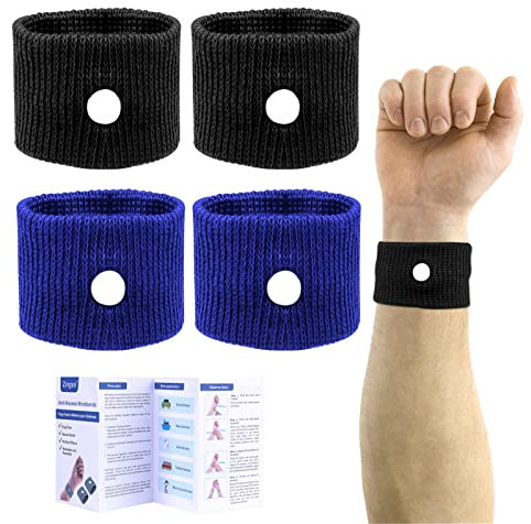 Breite Handgelenke Anti-Krankheit-Armbänder, 2-Paar Plus-Größe Reise-Bewegungs-Krankheitsbänder Anti-Übelkeit-Armband Sea Bands Erwachsene Übelkeit Relief Armbänder für Auto Meer Schwangerschaft