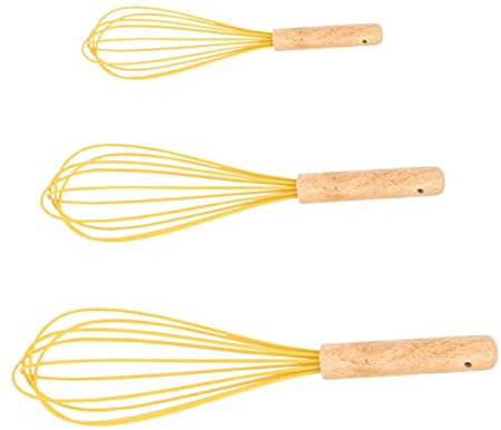 Cabilock 3 Piezas Batidor De con Mango De Madera Mini Batidor Batidora De Manual Batidor De Globo Batidor De Mezcla Batidor De Cocina Alambre De Acero Mano Gel De Sílice