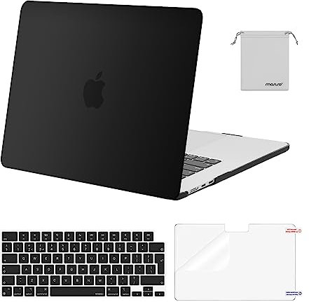 MOSISO Funda Compatible con MacBook Air 15 Pulgadas M4 M3 M2 2025 2024 2023 A3241 A3114 A2941, Carcasa para MacBook Air 15 Pulgadas&Teclado Tapa&Protector Pantalla&Bolsa Almacenaje,Negro