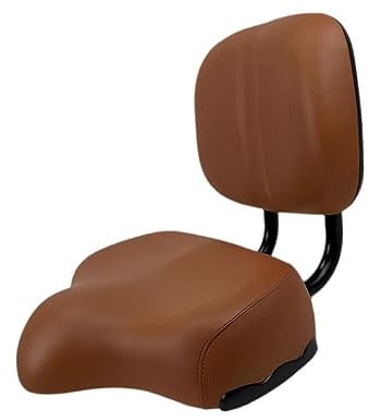 F Fityle Fahrradsattel mit Rückenlehne, Mountainbike-Sitzkissen, verbreiterter weicher Sattel, bequemer Sitz, Fahrradzubehör, BRAUN