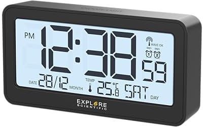 Explore Scientific, Radiosveglia, Orologio Led, Nero