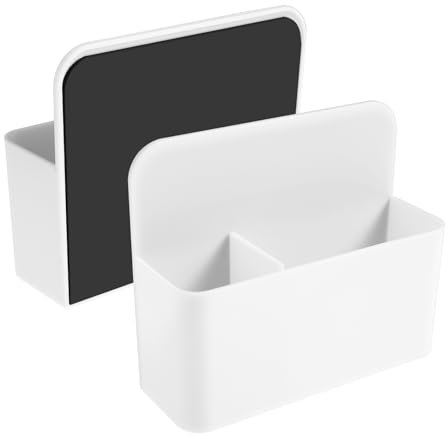 Amaxiu Magnetic Pen Holders Adjustable Dry Erase Organizer Holder with Removable Divider Whiteboard Marker Holder for Fridge, Refrigerator, Locker, Office, Home, School Supplies(White)